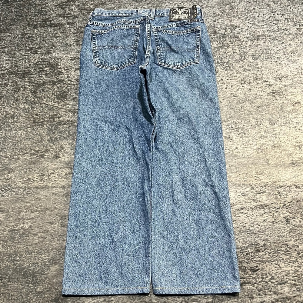 Vintage Lucky Brand Jeans 219 Low Rise Bootcut Mens 33x28 Blue Denim USA 90s Y2K